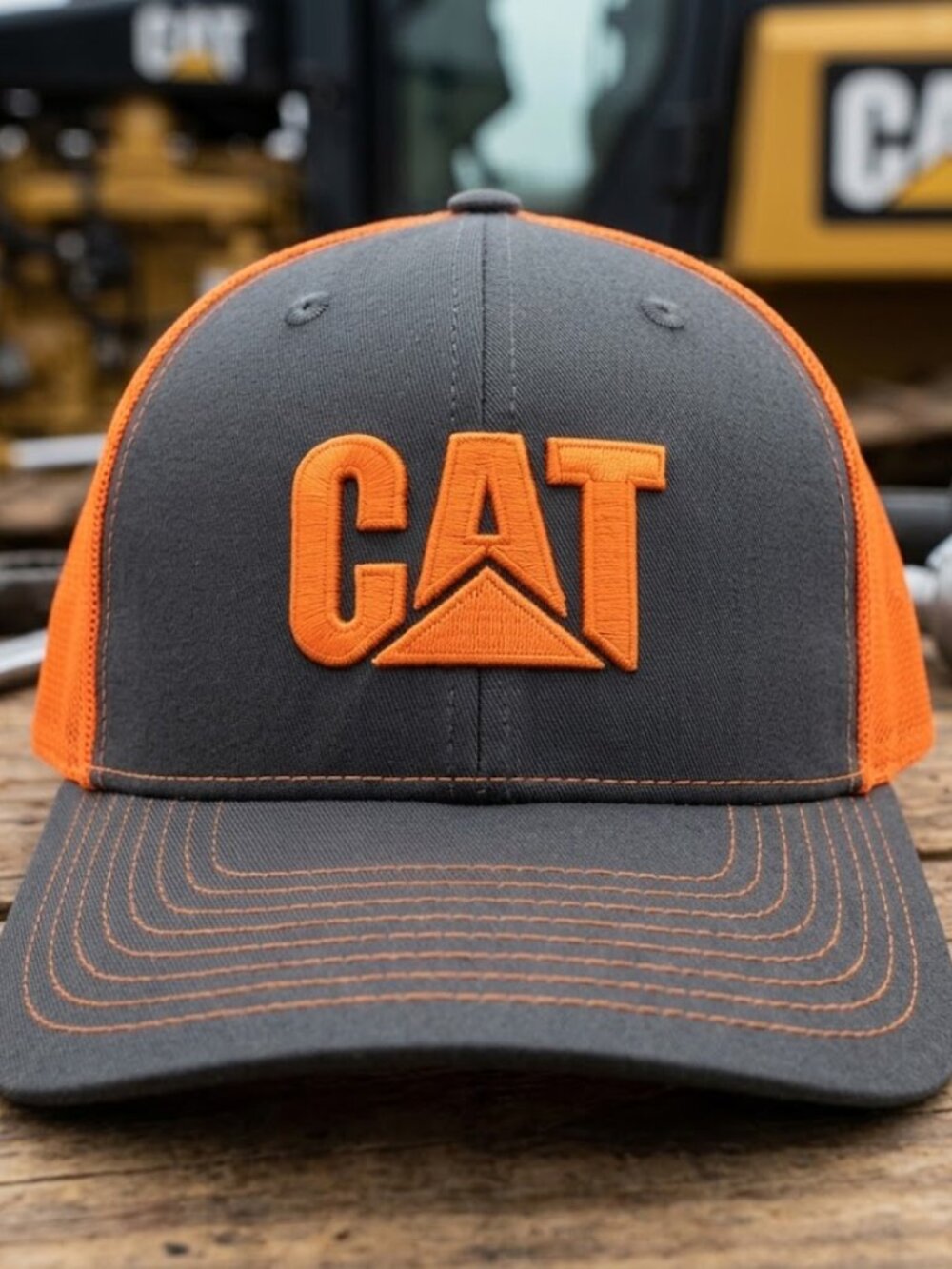 Heavy Equipment Center Logo Grey Orange Richardson 112 Snapback Hat New Retro US